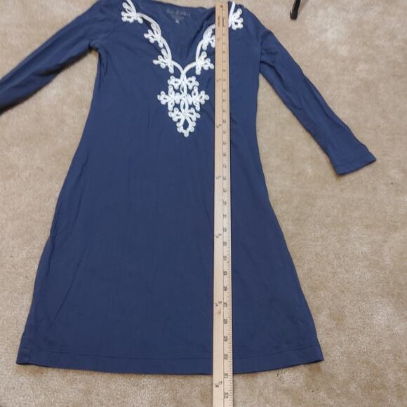 Lilly Pulitzer Size XXS 100% Pima Cotton Navy Blue White Embroidered Dress Marin - Picture 7 of 8